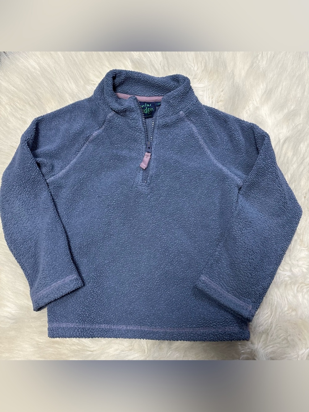 Mini Boden Periwinkle Blue Fleece Zip-Up size 7-8 Y